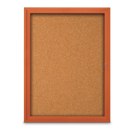 United Visual Products Slim Enclosed Corkboard, 18"x24", Bronze Alum Frame/Rubber UVEB1824-BRONZE-RUBBER